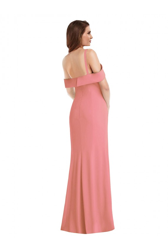 Rose vif Trompette Crêpe Stretch Longue Robes demoiselle d'honneur / Robes de bal à Bas Prix
