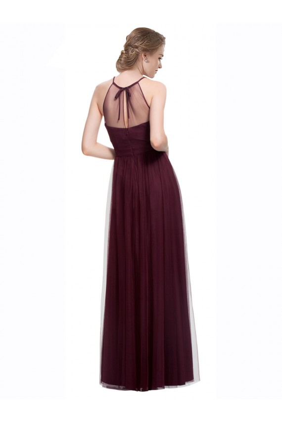 Rouge 74 Trapèze Licou Illusion Tulle Longue Robes demoiselle d'honneur à Bas Prix