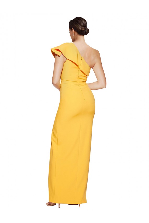 Safran Fourreau Crêpe Stretch Longue Formelles Robes demoiselle d'honneur / Robes de soirée / Robes de bal à Bas Prix