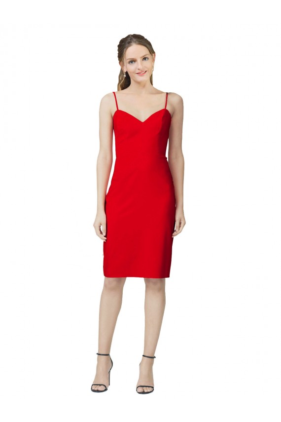 Rouge Fourreau Crêpe Stretch Courte Robes demoiselle d'honneur / Robes de soirée / Robes de cocktail à Bas Prix