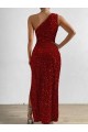 Rouge Fourreau Paillettes Velours Longue Robes de bal à Bas Prix