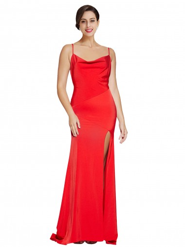 Rouge Fourreau Sans bretelle Satiné Stretch Longue Formelles Robes demoiselle d'honneur / Robes de soirée / Robes de bal à Bas Prix