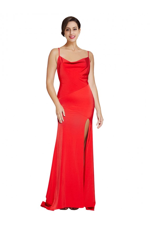 Rouge Fourreau Sans bretelle Satiné Stretch Longue Formelles Robes demoiselle d'honneur / Robes de soirée / Robes de bal à Bas Prix