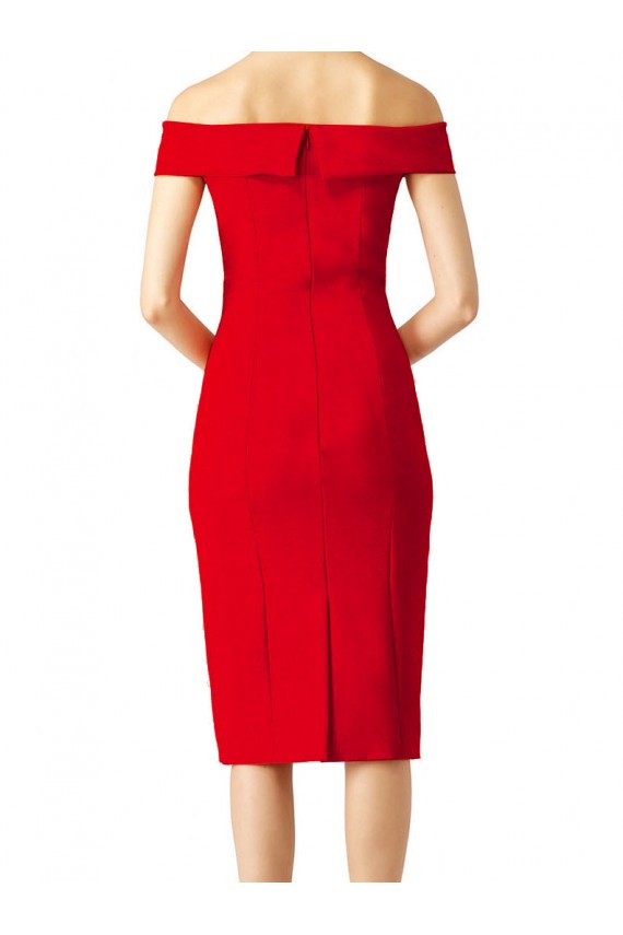 Rouge Fourreau Épaule Dénudée Crêpe Stretch Courte Robes demoiselle d'honneur / Robes de soirée / Robes de cocktail à Bas Prix