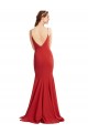 Rouge Sirène Bretelles spaghetti Col V Crêpe Stretch Longue Formelles Robes demoiselle d'honneur / Robes de soirée / Robes de bal à Bas Prix