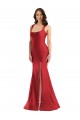 Rouge Sirène Col Carré Satiné Soyeux Longue Formelles Robes demoiselle d'honneur / Robes de soirée / Robes de bal à Bas Prix