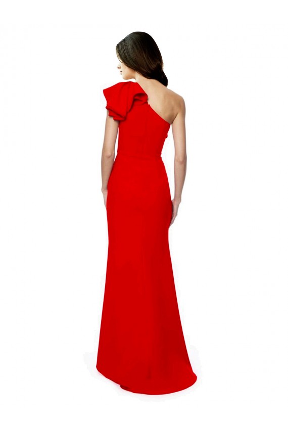 Rouge Sirène Col Haut Crêpe Stretch Longue Formelles Robes demoiselle d'honneur / Robes de soirée / Robes de bal à Bas Prix