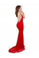 Rouge Sirène Col Haut Dentelle Longue Formelles Robes demoiselle d'honneur / Robes de soirée / Robes de bal à Bas Prix
