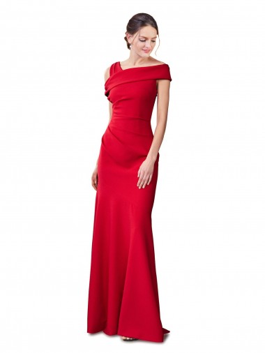 Rouge Sirène Crêpe Stretch Longue Formelles Robes demoiselle d'honneur / Robes de soirée / Robes de bal à Bas Prix