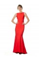 Rouge Sirène Licou Col Haut Crêpe Stretch Longue Formelles Robes demoiselle d'honneur / Robes de soirée / Robes de bal à Bas Prix