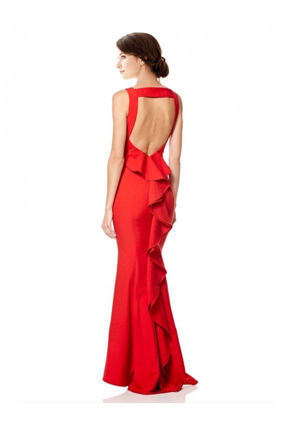 Rouge Sirène Licou Col Haut Crêpe Stretch Longue Formelles Robes demoiselle d'honneur / Robes de soirée / Robes de bal à Bas Prix