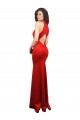 Rouge Sirène Licou Satiné Stretch Longue Formelles Robes demoiselle d'honneur / Robes de soirée / Robes de bal à Bas Prix