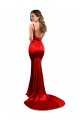 Rouge Sirène Satiné Stretch Longue Formelles Robes demoiselle d'honneur / Robes de soirée / Robes de bal à Bas Prix