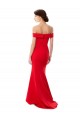 Rouge Sirène Épaule Dénudée Crêpe Stretch Longue Formelles Robes demoiselle d'honneur / Robes de soirée / Robes de bal à Bas Prix
