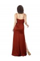 Rouge Trapèze Bretelles spaghetti Col Carré Satiné Soyeux Longue Formelles Robes demoiselle d'honneur / Robes de soirée / Robes de bal à Bas Prix
