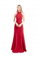 Rouge Trapèze Licou Col Haut Crêpe Stretch Longue Formelles Robes demoiselle d'honneur / Robes de soirée / Robes de bal à Bas Prix