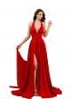 Rouge Trapèze Licou Spandex Longue Formelles Robes demoiselle d'honneur / Robes de soirée / Robes de bal à Bas Prix