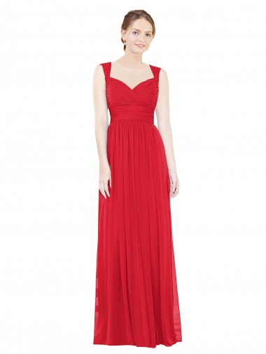 Rouge Trapèze Mousseline Longue Robes demoiselle d'honneur à Bas Prix