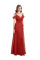 Rouge Trapèze Tulle Longue Robes demoiselle d'honneur à Bas Prix