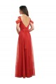 Rouge Trapèze Tulle Longue Robes demoiselle d'honneur à Bas Prix
