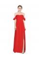 Rouge Trapèze Épaule Dénudée Crêpe Stretch Longue Formelles Robes demoiselle d'honneur / Robes de soirée / Robes de bal à Bas Prix