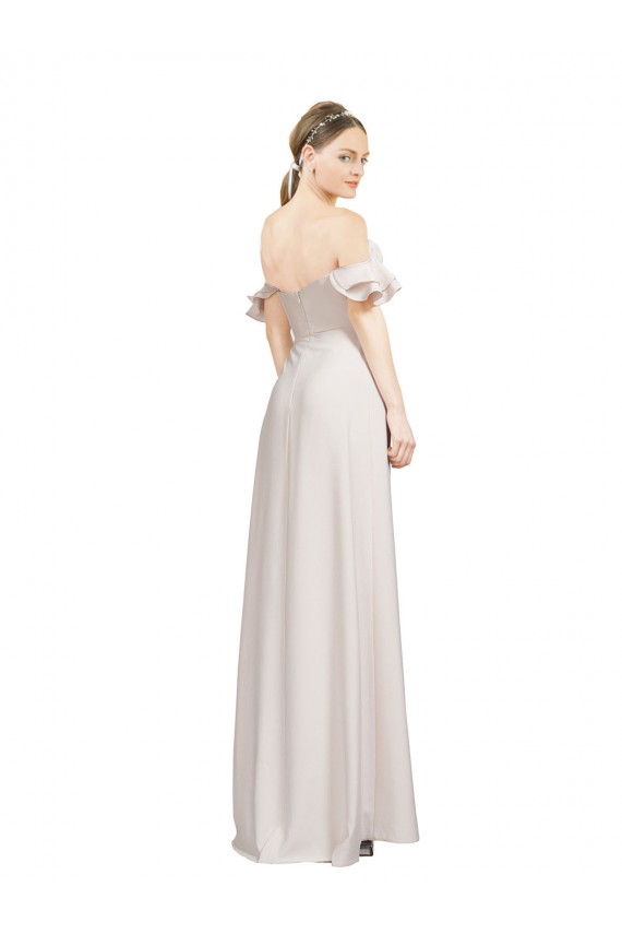 Rouge Trapèze Épaule Dénudée Crêpe Stretch Longue Formelles Robes demoiselle d'honneur / Robes de soirée / Robes de bal à Bas Prix