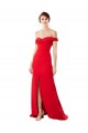 Rouge Trapèze Épaule Dénudée Crêpe Stretch Longue Formelles Robes demoiselle d'honneur / Robes de soirée / Robes de bal à Bas Prix