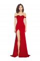 Rouge Trapèze Épaule Dénudée Satiné Soyeux Longue Formelles Robes demoiselle d'honneur / Robes de soirée / Robes de bal à Bas Prix