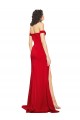 Rouge Trapèze Épaule Dénudée Satiné Soyeux Longue Formelles Robes demoiselle d'honneur / Robes de soirée / Robes de bal à Bas Prix