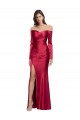 Rouge foncé Fourreau Satiné Stretch Longue Formelles Robes demoiselle d'honneur / Robes de soirée / Robes de bal à Bas Prix