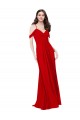 Rouge foncé Trapèze Col V Mousseline Longue Robes demoiselle d'honneur à Bas Prix