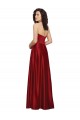 Rouge foncé Trapèze Sans bretelle Satiné Longue Robes demoiselle d'honneur / Robes de bal à Bas Prix