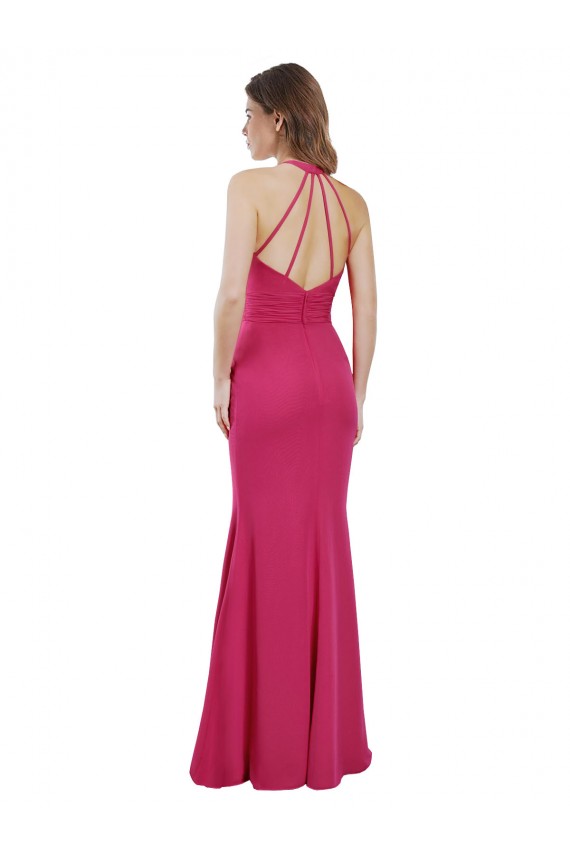 Rubis Trapèze Licou Mousseline Longue Robes demoiselle d'honneur à Bas Prix