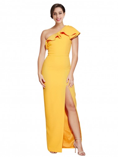 Safran Fourreau Crêpe Stretch Longue Formelles Robes demoiselle d'honneur / Robes de soirée / Robes de bal à Bas Prix
