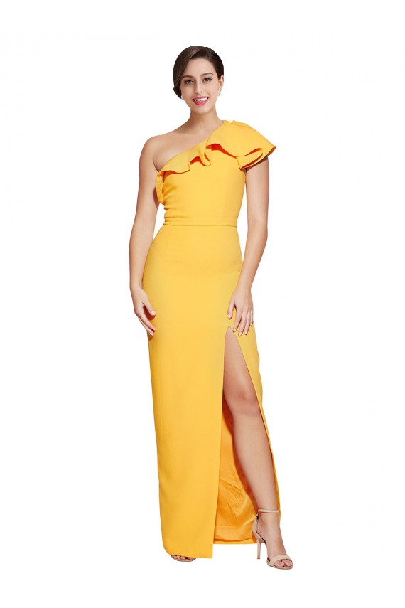 Safran Fourreau Crêpe Stretch Longue Formelles Robes demoiselle d'honneur / Robes de soirée / Robes de bal à Bas Prix