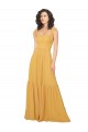 Safran Trapèze Col Carré Mousseline Longue Robes demoiselle d'honneur à Bas Prix