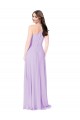Safran Trapèze Col V Mousseline Longue Robes demoiselle d'honneur à Bas Prix