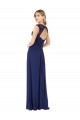 Saphir Trapèze Col V Mousseline Longue Robes demoiselle d'honneur à Bas Prix