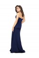 Saphir Trapèze Sans bretelle Satiné Soyeux Longue Formelles Robes demoiselle d'honneur / Robes de soirée / Robes de bal à Bas Prix