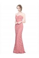 Saumon Sirène Sans bretelle Dentelle Longue Robes demoiselle d'honneur / Robes de bal à Bas Prix
