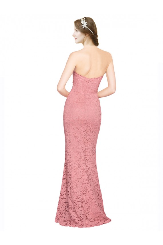 Saumon Sirène Sans bretelle Dentelle Longue Robes demoiselle d'honneur / Robes de bal à Bas Prix