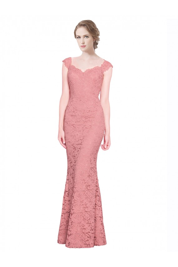 Saumon Sirène Sans bretelle Dentelle Longue Robes demoiselle d'honneur / Robes de bal à Bas Prix