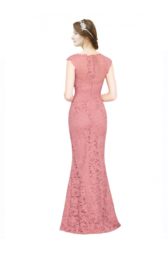 Saumon Sirène Sans bretelle Dentelle Longue Robes demoiselle d'honneur / Robes de bal à Bas Prix