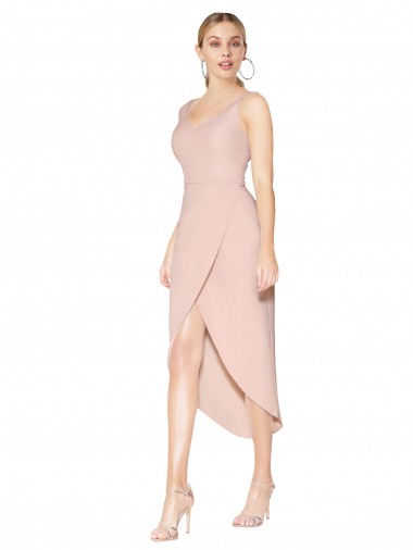 Sirène Bretelles spaghetti Crêpe Stretch Courte Asymétrique Robes demoiselle d'honneur / Robes de soirée / Robes de cocktail à Bas Prix