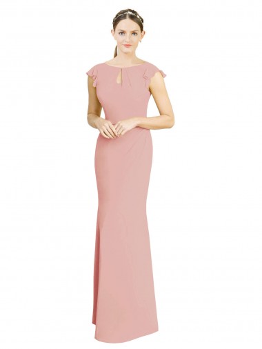 Sirène Col Bateau Col Haut Mousseline Longue Robes demoiselle d'honneur à Bas Prix