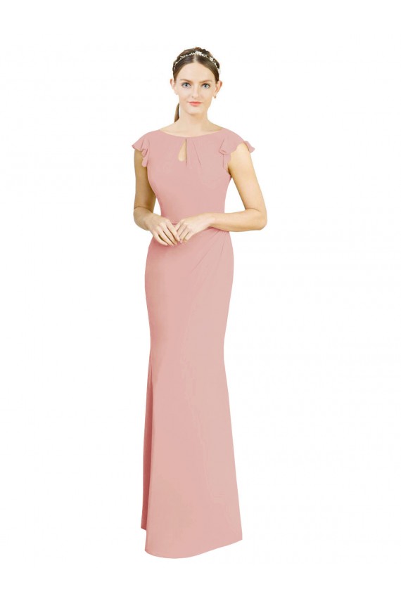 Sirène Col Bateau Col Haut Mousseline Longue Robes demoiselle d'honneur à Bas Prix