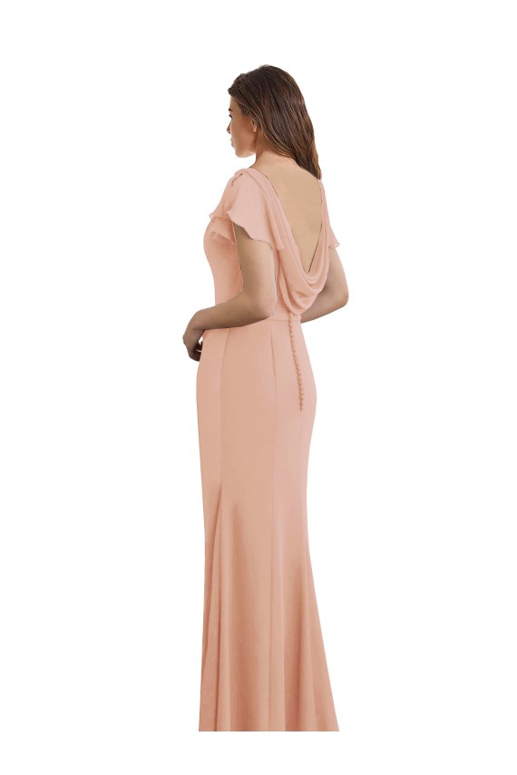Sirène Col Bateau Col Haut Mousseline Longue Robes demoiselle d'honneur / Robes de bal à Bas Prix