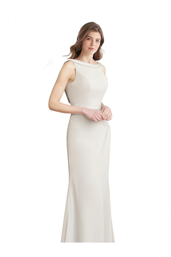 Sirène Col Bateau Col Haut Mousseline Satiné Longue Robes demoiselle d'honneur à Bas Prix