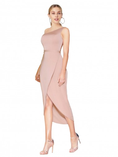 Sirène Col Haut Crêpe Stretch Courte Asymétrique Robes demoiselle d'honneur / Robes de soirée / Robes de cocktail à Bas Prix