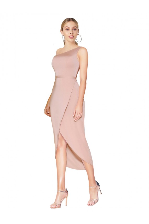 Sirène Col Haut Crêpe Stretch Courte Asymétrique Robes demoiselle d'honneur / Robes de soirée / Robes de cocktail à Bas Prix